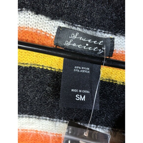 NWT Sweet Society Candy Corn Sweater Striped Eyelash Halloween Size Small New - Picture 5 of 6